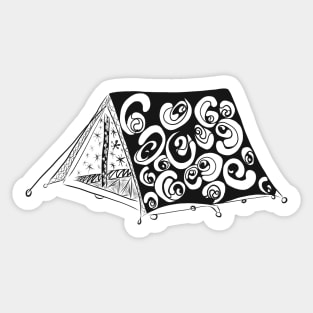 Camping Tent Line Drawing Sticker